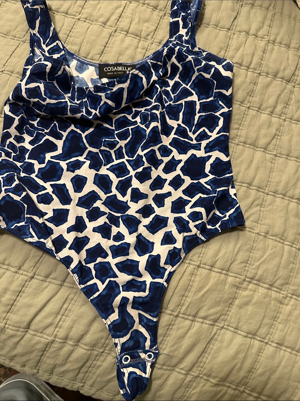 Cosabella Navy and White Printed Tank Bodysuit sizeM